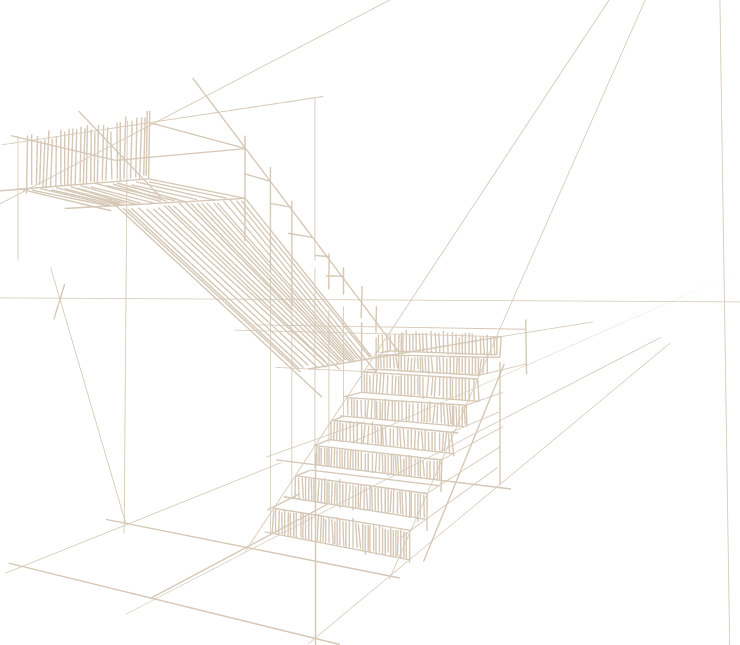 Architectural Timber Staircase Blueprint Sketch